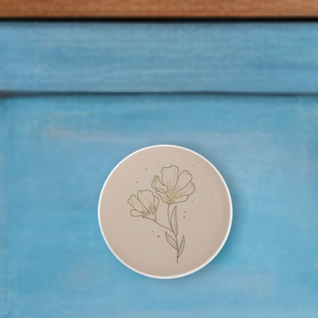 Boho knob flat ceramic knob with wildflower knopp (Skapare uppladdad)