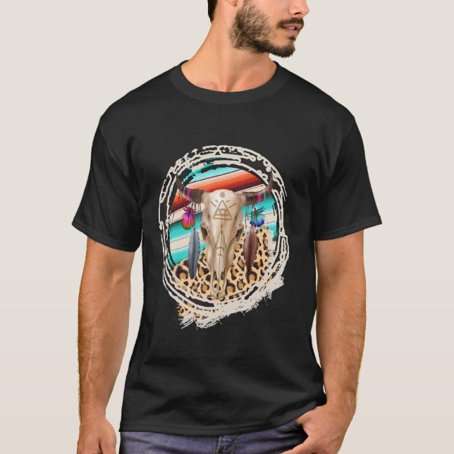BOHO KO Leopardo Ko Mönster Serape Tryck Cowgirl  T Shirt (Framsida)