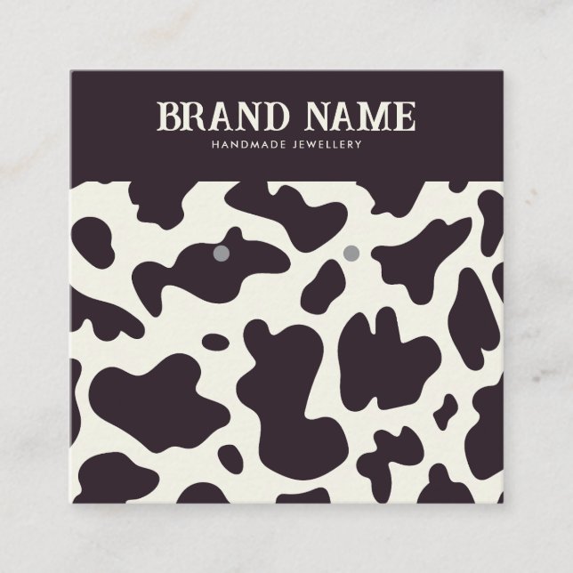 Boho ko mönster Earrings Visning Card Fyrkantigt Visitkort (Framsida)