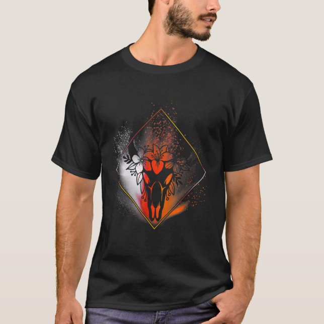 Boho Ko Skalle Blommor Diamant Vit Röd Orange Sp T Shirt (Framsida)