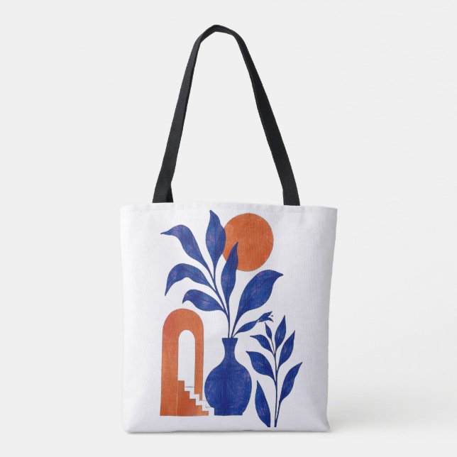 Boho Koboltblå Vas Botanisk Tygkasse (Baksida)