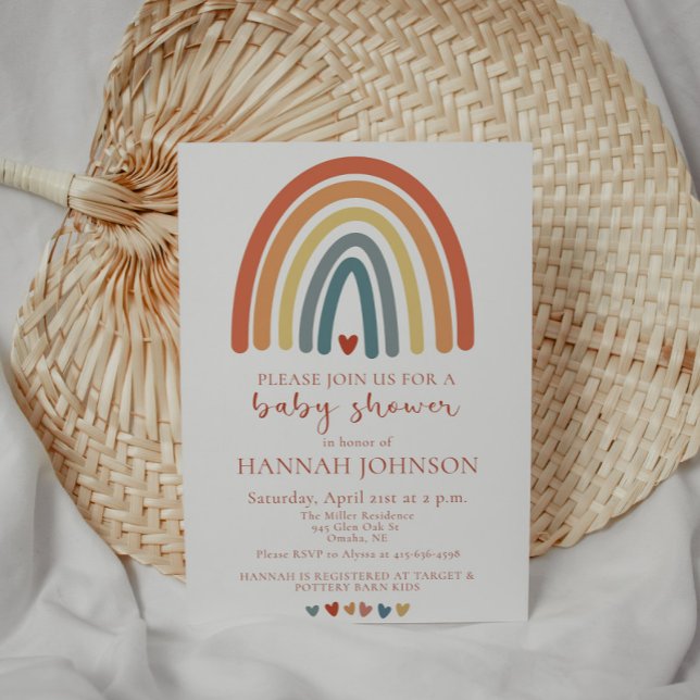 Boho Kön Neutral Rainbow Baby Shower-inbjudan Inbjudningar (Rainbow Baby Shower Invitation, Gender Neutral )
