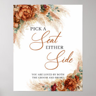 Boho koppar blomster pampas Välj en stol på valfri Poster