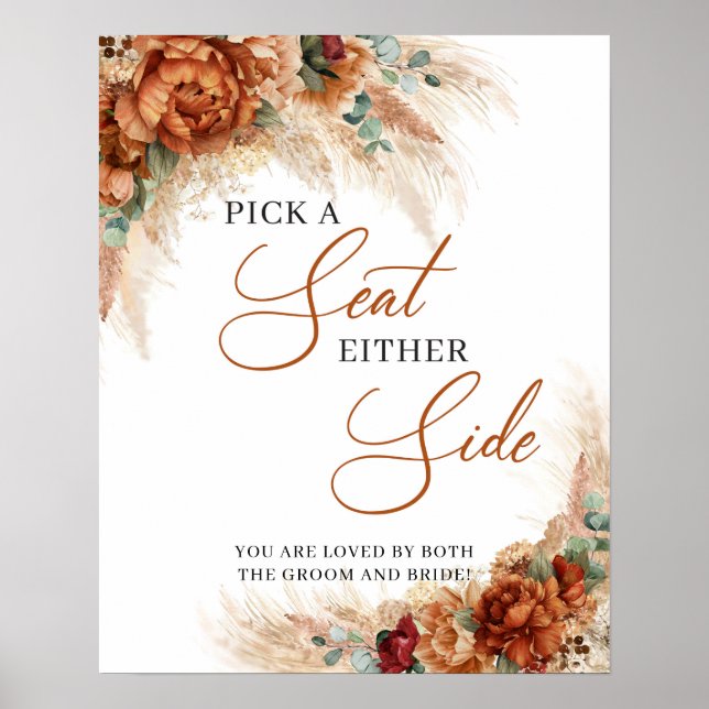 Boho koppar blomster pampas Välj en stol på valfri Poster (Framsidan)