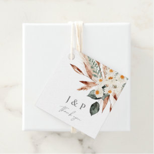 Boho Koppar Pampasgräs & Beige Blommiga Förmånseti Gåvor Etiketter