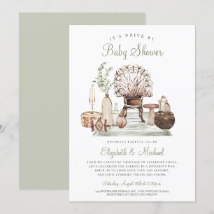 Boho kör med Grönt Eucalyptus Baby Shower-inbjudan Inbjudningar