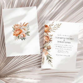 Boho korall- och persikafärgade torkade blommor br inbjudningar
