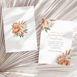 Boho Korallblommor Sommarbröllop Inbjudningar