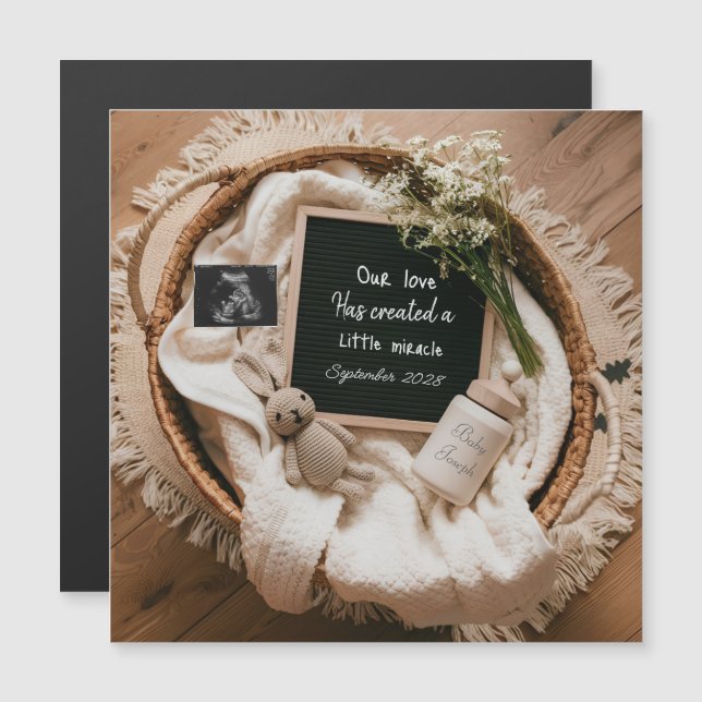 Boho korg baby avslöja graviditets tillkännagivand (Fram/baksida)