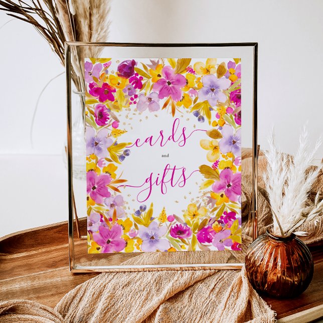 Boho-kort för modern lila-blommigt ger möhippa poster (Boho modern purple floral cards gifts bridal poster)