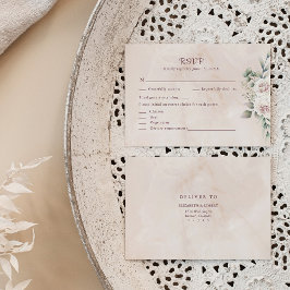 Boho-kort för Rosa Blommigt Bröllop OSA Tack Kort