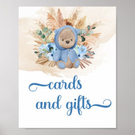 Boho-kort för tropisk nalle och presentkort poster