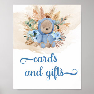 Boho-kort för tropisk nalle och presentkort poster