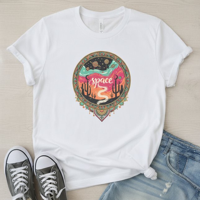 Boho Kosmisk Öken Retro T Shirt (Skapare uppladdad)