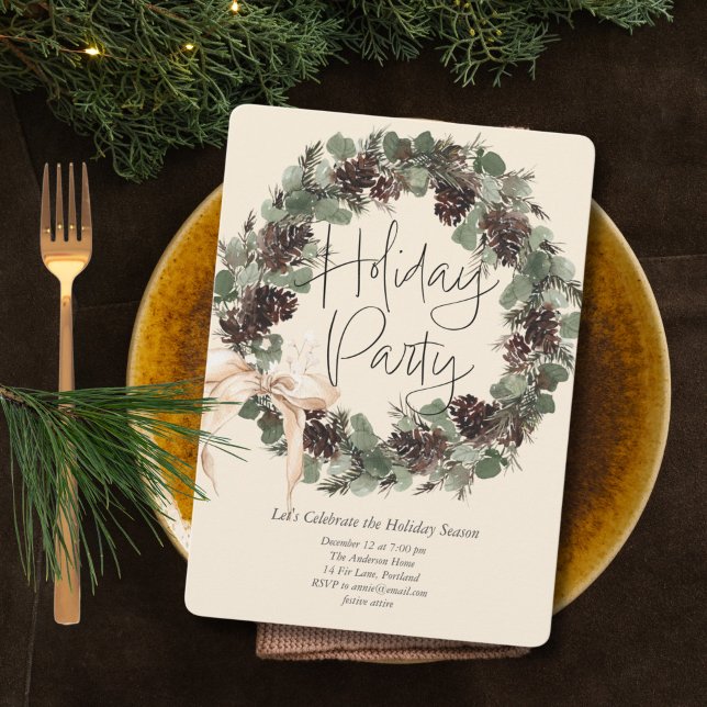 Boho Krans med Slinga Holiday Party Julkort (Skapare uppladdad)