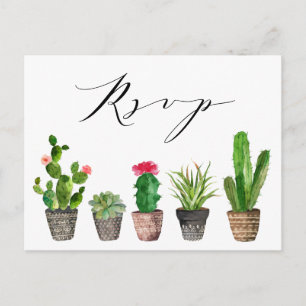 Boho krukade suckulenter och kaktus bröllop RSVP Vykort