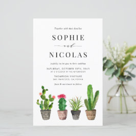 Boho krukade suckulenter och kaktus bröllopsinbjud