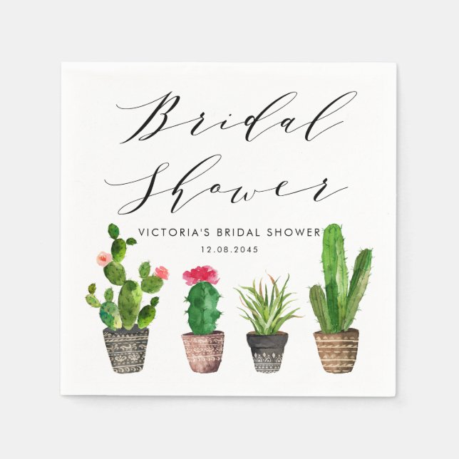 Boho krukväxter Succulenter och kaktus Bröllopsdus Pappersservett (Framsidan)