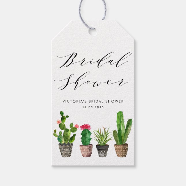 Boho krukväxter Succulenter och kaktus Bröllopsdus Presentetikett (Framsidan)