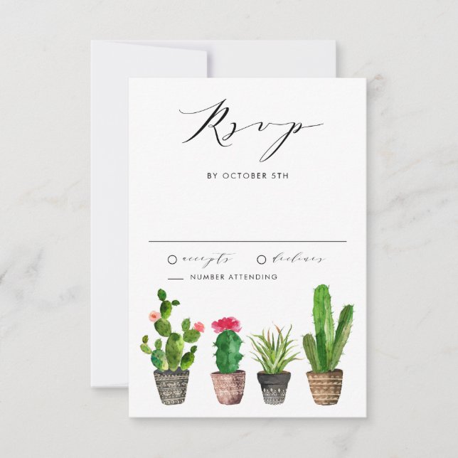 Boho krukväxter Succulents och kaktus sommarbröllo OSA Kort (Framsida)
