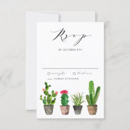 Boho krukväxter Succulents och kaktus sommarbröllo OSA Kort