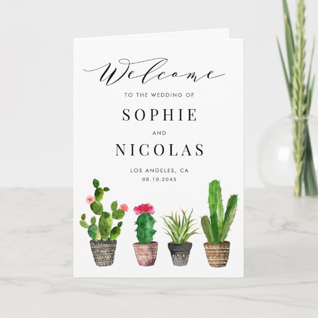Boho krukväxter Succulents och kaktus sommarbröllo Program (Framsida)