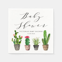 Boho krukväxter suckulenter och kaktus baby shower pappersservett