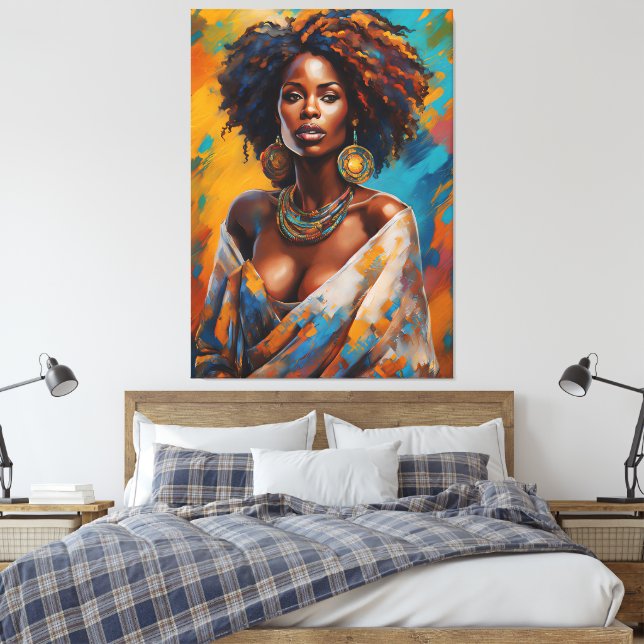 Boho Kvinna i Solros Expressiv Hippie Canvastryck (Insitu (sovrum))