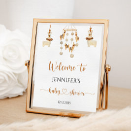 Boho Lama mobil baby shower Välkommen Poster
