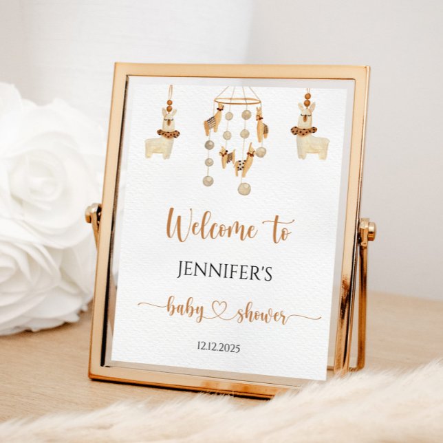 Boho Lama mobil baby shower Välkommen Poster (Skapare uppladdad)