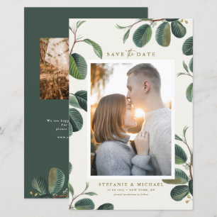 Boho Lämnar botaniskt elfenbensfoto Spara datum