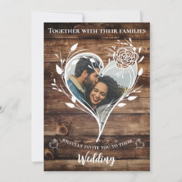 Boho Land Rustic Wood Photo Bröllop Inbjudningar