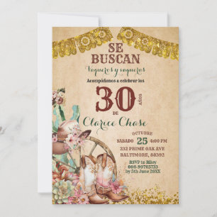 Boho Land Western Blommigt Cowboy Birthday Inbjudningar