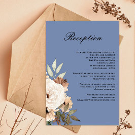 Boho Landsbyggsbröllop Dusty Blue Reception Tilläggskort