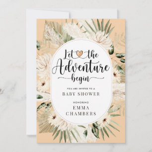 Boho lät Äventyr börja med Cream Baby Shower Inbjudningar