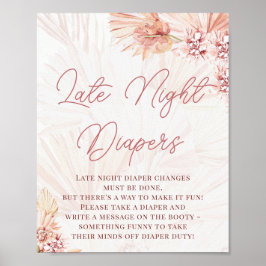 Boho Late Night Diaper  Baby Shower Sprinkle Poster