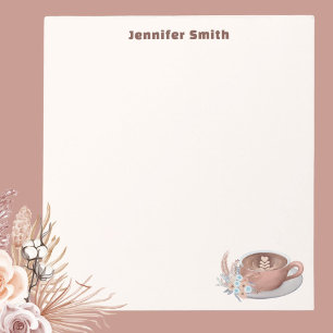 Boho Latte med blommor Personlig Anteckningsblock