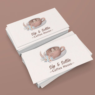 Boho Latte med blommor Personlig Visitkort