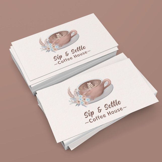 Boho Latte with Flowers Personlig Visitkort (Skapare uppladdad)