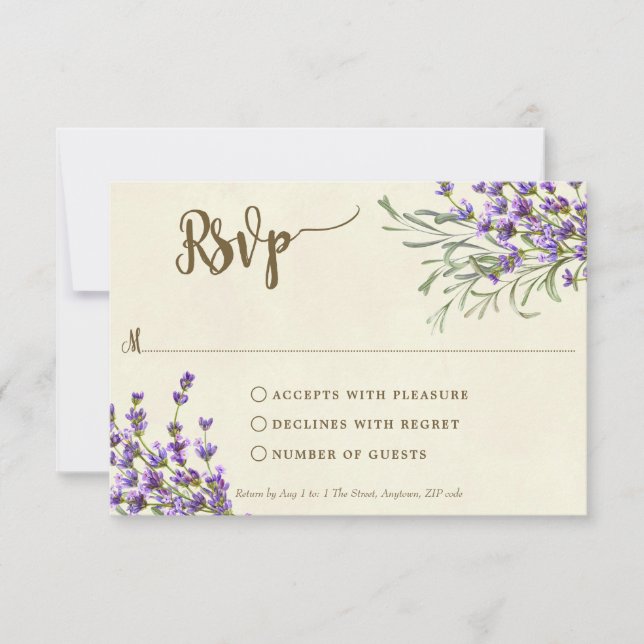 boho lavendel bröllop möhippa rsvp-kort OSA kort (Framsida)