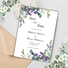 Boho Lavendel Eukalyptus Elegant Modern QR-kod Spara Datumet