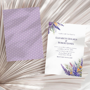 Boho Lavendel Syren Vattenfärg Vilda Blommor Bröll Inbjudningar