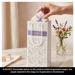 Boho Lavendel Vallmo Monogram Namn Vildblomma