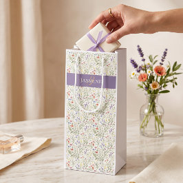 Boho Lavendel Vallmo Monogram Namn Vildblomma 