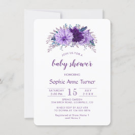 Boho Lavender Blommigt Plum Lila Baby Shower Inbjudningar