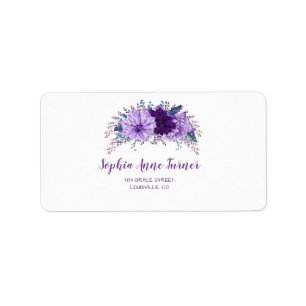 Boho Lavender Blommigt Plum Lila Bröllop Bröllop Adressetikett