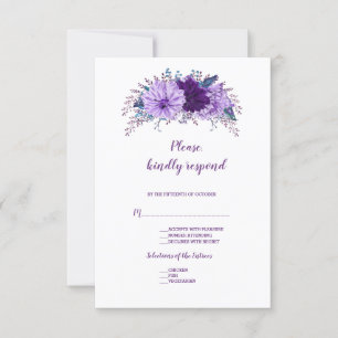 Boho Lavender Blommigt Plum Lila Bröllop OSA Kort