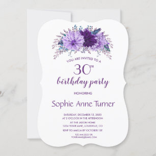 Boho Lavender Blommigt Plum Lila Födelsedagsfest Inbjudningar
