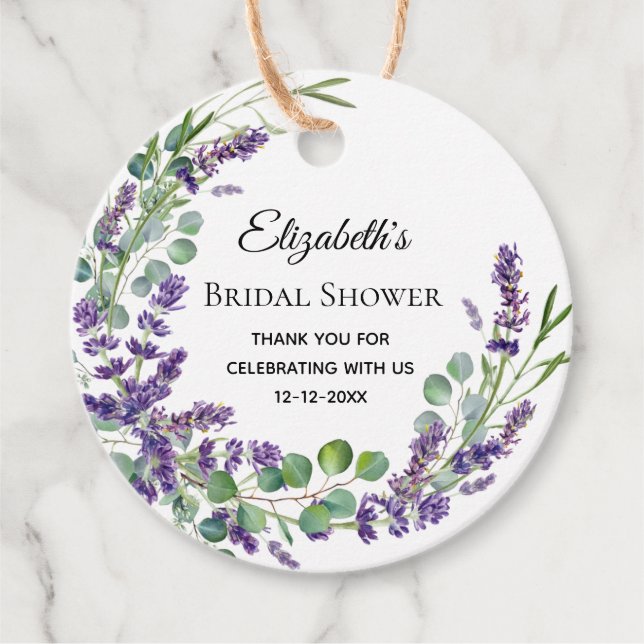 Boho Lavender Eucalyptus Möhippa Gåvor Etiketter (Framsida)