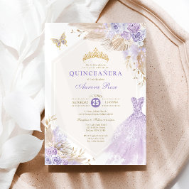 Boho Lavender Quinceañera Mis Quince 15 Anos Inbjudningar